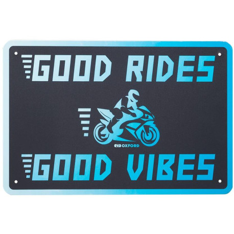 Plechová cedule GOOD VIBES, OXFORD (modrá/černá, rozměr 30 x 20 cm)