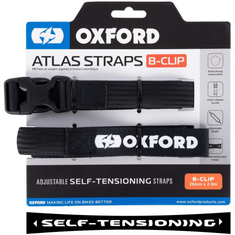 Zavazadlové popruhy Atlas B-Clip, OXFORD (černá, 26mm x 2m)