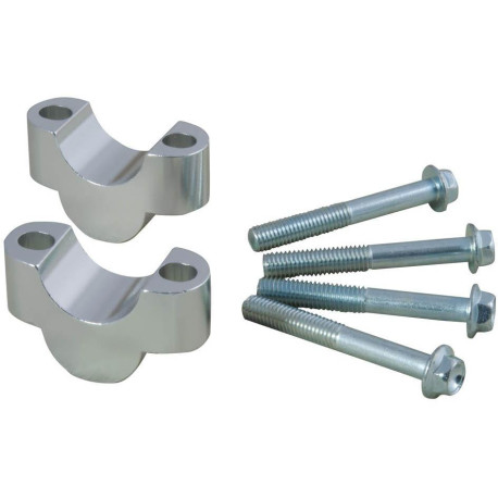 Sada na zvýšení řídítek + 20 mm (průměr 22 mm) vč. šroubů, RTECH (stříbrná)