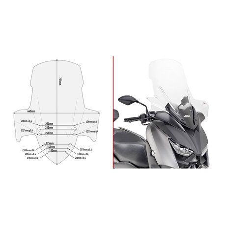 GIVI D2136ST plexi Yamaha X-Max 125 2018 - 2019