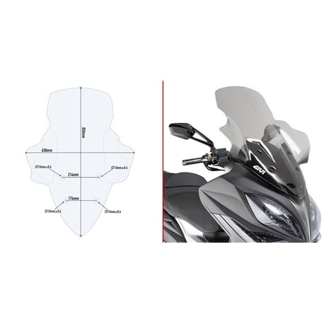 GIVI D6104ST plexi Kymco Xciting 400i 2013 - 2017